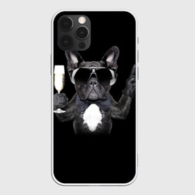 Чехол для iPhone 12 Pro Max с принтом Бульдог в очках в Белгороде, Силикон |  | бульдог | в очках | знак | очки | перчатка | победа | французский | фужер