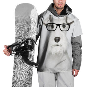 Накидка на куртку 3D с принтом Собака в очках в Белгороде, 100% полиэстер |  | белый | домашнее | животное | очки | пес | прикол | собака в очках | умный | ученый | эрдельтерьер
