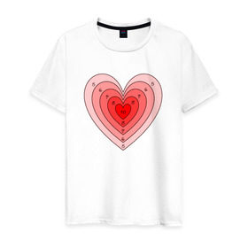Мужская футболка хлопок с принтом Сердце-мишень в Белгороде, 100% хлопок | прямой крой, круглый вырез горловины, длина до линии бедер, слегка спущенное плечо. | 14 февраля | любовь | мишень | сердце