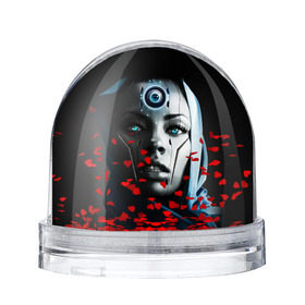 Водяной шар с принтом Девушка андроид в Белгороде, Пластик | Изображение внутри шара печатается на глянцевой фотобумаге с двух сторон | андроид | глаз | девушка | киборг | робот | третий