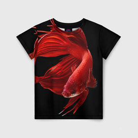 Детская футболка 3D с принтом Бойцовая рыбка в Белгороде, 100% гипоаллергенный полиэфир | прямой крой, круглый вырез горловины, длина до линии бедер, чуть спущенное плечо, ткань немного тянется | 