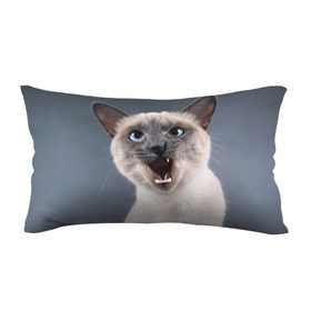 Подушка 3D антистресс с принтом Злой кот в Белгороде, наволочка — 100% полиэстер, наполнитель — вспененный полистирол | состоит из подушки и наволочки на молнии | взгляд | домашнее | животное | злой | зубы | клыки | кот | котэ | кошка | оскал | сеамский
