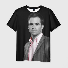 Мужская футболка 3D с принтом Крис Пайн в Белгороде, 100% полиэфир | прямой крой, круглый вырез горловины, длина до линии бедер | Тематика изображения на принте: celebrity | chris pine | актёр | американский | знаменитость | крис пайн