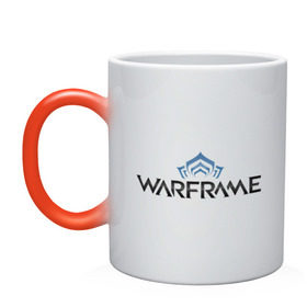 Кружка хамелеон с принтом Warframe logo в Белгороде, керамика | меняет цвет при нагревании, емкость 330 мл | Тематика изображения на принте: game | logo | online game | warframe