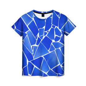 Женская футболка 3D с принтом Битое стекло в Белгороде, 100% полиэфир ( синтетическое хлопкоподобное полотно) | прямой крой, круглый вырез горловины, длина до линии бедер | абстракция | витраж | мозаика | стекло