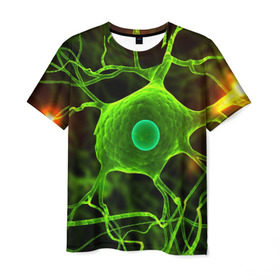 Мужская футболка 3D с принтом Нейрон в Белгороде, 100% полиэфир | прямой крой, круглый вырез горловины, длина до линии бедер | клетка