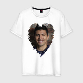 Мужская футболка хлопок с принтом Серхио Агуэро - лучший в Белгороде, 100% хлопок | прямой крой, круглый вырез горловины, длина до линии бедер, слегка спущенное плечо. | 