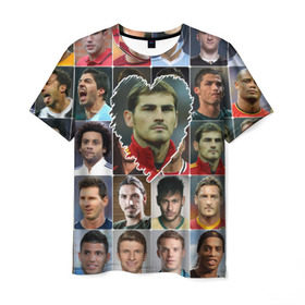 Мужская футболка 3D с принтом Икер Касильяс - лучший в Белгороде, 100% полиэфир | прямой крой, круглый вырез горловины, длина до линии бедер | iker casillas | вратарь | икер касильяс | испания | лучшие футболисты | любимый игрок | мой любимец | самый крутой | сердце | футбол | я люблю