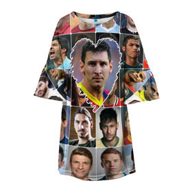 Детское платье 3D с принтом Лионель Месси - лучший в Белгороде, 100% полиэстер | прямой силуэт, чуть расширенный к низу. Круглая горловина, на рукавах — воланы | lionel messi | аргентина | барса | барселона | золотой мяч | лионель месси | лучшие футболисты | любимый игрок | мой любимец | самый крутой | сердце | футбол | я люблю