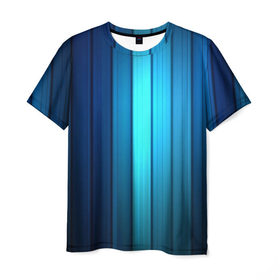 Мужская футболка 3D с принтом Blue lines в Белгороде, 100% полиэфир | прямой крой, круглый вырез горловины, длина до линии бедер | абстракт lines blue
