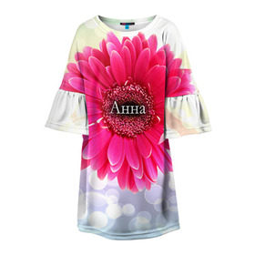 Детское платье 3D с принтом Анна в Белгороде, 100% полиэстер | прямой силуэт, чуть расширенный к низу. Круглая горловина, на рукавах — воланы | анна | аня | девушке | имя | любимой | подарок | подарок любимой | подарок на 8 марта | подарок на день рождения | с 8 марта | цветок | цветы