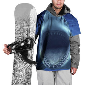 Накидка на куртку 3D с принтом Белая акула в Белгороде, 100% полиэстер |  | shark | море | синий