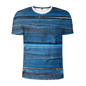 Мужская футболка 3D спортивная с принтом Голубые доски в Белгороде, 100% полиэстер с улучшенными характеристиками | приталенный силуэт, круглая горловина, широкие плечи, сужается к линии бедра | дерево | доска | природа | стена | текстура