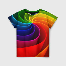Детская футболка 3D с принтом Радуга цвета в Белгороде, 100% гипоаллергенный полиэфир | прямой крой, круглый вырез горловины, длина до линии бедер, чуть спущенное плечо, ткань немного тянется | гамма | зеленый | красный | радуга | синий | цвет
