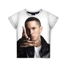 Детская футболка 3D с принтом Eminem в Белгороде, 100% гипоаллергенный полиэфир | прямой крой, круглый вырез горловины, длина до линии бедер, чуть спущенное плечо, ткань немного тянется | Тематика изображения на принте: eminem | music | rap | usa | музыка | рэп | сша | эминем