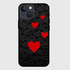 Чехол для iPhone 13 mini с принтом Кружево и сердца в Белгороде,  |  | Тематика изображения на принте: dg | dolce | gabbana | габбана | дольче | любовь | сердечко