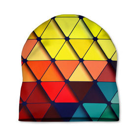 Шапка 3D с принтом Треугольник в Белгороде, 100% полиэстер | универсальный размер, печать по всей поверхности изделия | Тематика изображения на принте: абстракции | мозаика | прикольные | текстуры | треугольник
