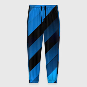 Мужские брюки 3D с принтом Полосы в Белгороде, 100% полиэстер | манжеты по низу, эластичный пояс регулируется шнурком, по бокам два кармана без застежек, внутренняя часть кармана из мелкой сетки | blue | линии | плетение | полосы | прикольные | текстуры