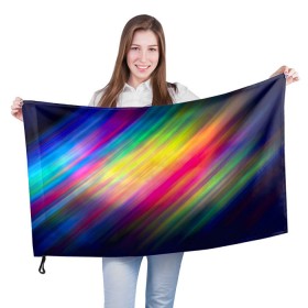 Флаг 3D с принтом Радужные полосы в Белгороде, 100% полиэстер | плотность ткани — 95 г/м2, размер — 67 х 109 см. Принт наносится с одной стороны | линии | новые | полосы | прикольные | радуга | текстуры