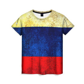 Женская футболка 3D с принтом Триколор в Белгороде, 100% полиэфир ( синтетическое хлопкоподобное полотно) | прямой крой, круглый вырез горловины, длина до линии бедер | new | краска | патриот | прикольные | русский | триколор