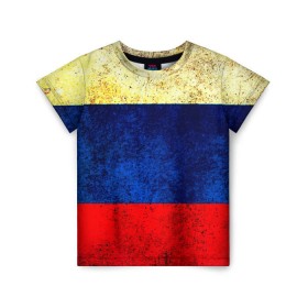 Детская футболка 3D с принтом Триколор в Белгороде, 100% гипоаллергенный полиэфир | прямой крой, круглый вырез горловины, длина до линии бедер, чуть спущенное плечо, ткань немного тянется | new | краска | патриот | прикольные | русский | триколор