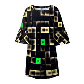 Детское платье 3D с принтом Minecraft в Белгороде, 100% полиэстер | прямой силуэт, чуть расширенный к низу. Круглая горловина, на рукавах — воланы | Тематика изображения на принте: game | minecraft | игры | пиксели | популярные | прикольные