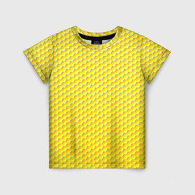 Детская футболка 3D с принтом Соты в Белгороде, 100% гипоаллергенный полиэфир | прямой крой, круглый вырез горловины, длина до линии бедер, чуть спущенное плечо, ткань немного тянется | yellow | вкусные | еда | желтый | прикольные | пчелы | соты