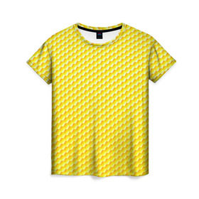 Женская футболка 3D с принтом Соты в Белгороде, 100% полиэфир ( синтетическое хлопкоподобное полотно) | прямой крой, круглый вырез горловины, длина до линии бедер | yellow | вкусные | еда | желтый | прикольные | пчелы | соты