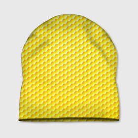 Шапка 3D с принтом Соты в Белгороде, 100% полиэстер | универсальный размер, печать по всей поверхности изделия | yellow | вкусные | еда | желтый | прикольные | пчелы | соты