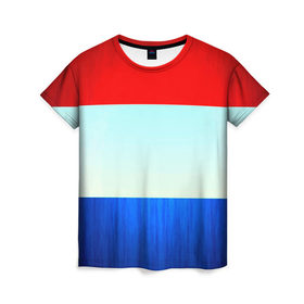Женская футболка 3D с принтом Триколор в Белгороде, 100% полиэфир ( синтетическое хлопкоподобное полотно) | прямой крой, круглый вырез горловины, длина до линии бедер | new | краска | патриот | полосы | прикольные | триколор