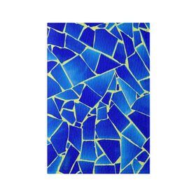 Обложка для паспорта матовая кожа с принтом Мозаика в Белгороде, натуральная матовая кожа | размер 19,3 х 13,7 см; прозрачные пластиковые крепления | осколки | синий | стекло