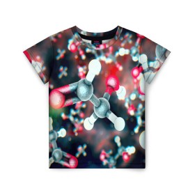 Детская футболка 3D с принтом Молекулы в Белгороде, 100% гипоаллергенный полиэфир | прямой крой, круглый вырез горловины, длина до линии бедер, чуть спущенное плечо, ткань немного тянется | арт | мидицина | молекулы | нервы | тромбы | фантастика
