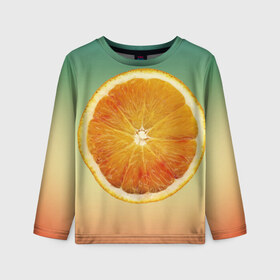 Детский лонгслив 3D с принтом Апельсиновый рай в Белгороде, 100% полиэстер | длинные рукава, круглый вырез горловины, полуприлегающий силуэт
 | Тематика изображения на принте: апельсин | градиент | жёлтый | зелёный | оранжевый
