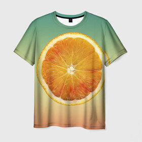 Мужская футболка 3D с принтом Апельсиновый рай в Белгороде, 100% полиэфир | прямой крой, круглый вырез горловины, длина до линии бедер | Тематика изображения на принте: апельсин | градиент | жёлтый | зелёный | оранжевый