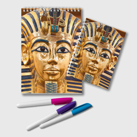 Блокнот с принтом Фараон в Белгороде, 100% бумага | 48 листов, плотность листов — 60 г/м2, плотность картонной обложки — 250 г/м2. Листы скреплены удобной пружинной спиралью. Цвет линий — светло-серый
 | египет | фараон