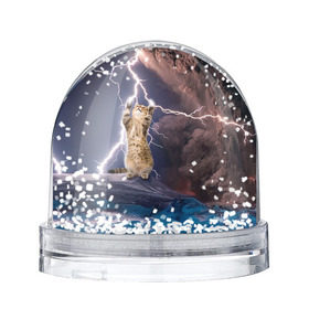Снежный шар с принтом Кот и молния в Белгороде, Пластик | Изображение внутри шара печатается на глянцевой фотобумаге с двух сторон | буря | гроза | кот | котенок | молния | облака