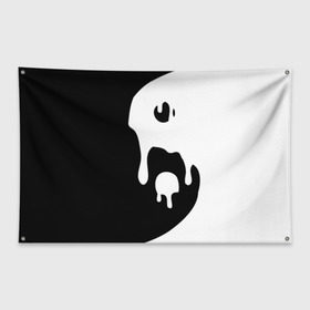 Флаг-баннер с принтом Инь Янь в Белгороде, 100% полиэстер | размер 67 х 109 см, плотность ткани — 95 г/м2; по краям флага есть четыре люверса для крепления | белое | гармония | инь | краска | черное | янь