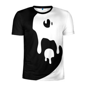 Мужская футболка 3D спортивная с принтом Инь Янь в Белгороде, 100% полиэстер с улучшенными характеристиками | приталенный силуэт, круглая горловина, широкие плечи, сужается к линии бедра | Тематика изображения на принте: белое | гармония | инь | краска | черное | янь