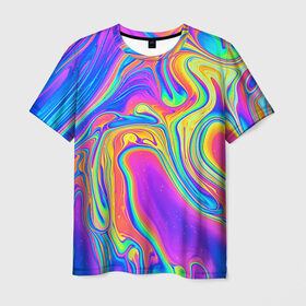 Мужская футболка 3D с принтом Цветные разводы в Белгороде, 100% полиэфир | прямой крой, круглый вырез горловины, длина до линии бедер | абстракция | краска | разводы | узор