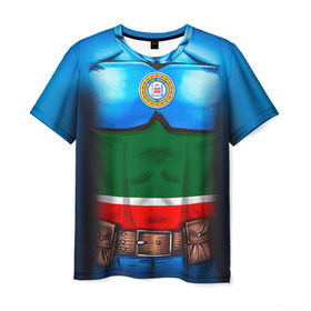 Мужская футболка 3D с принтом Капитан Чечня в Белгороде, 100% полиэфир | прямой крой, круглый вырез горловины, длина до линии бедер | 95 | капитан | супергерой | флаг | чеченец