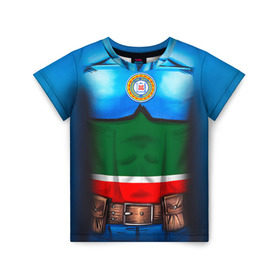 Детская футболка 3D с принтом Капитан Чечня в Белгороде, 100% гипоаллергенный полиэфир | прямой крой, круглый вырез горловины, длина до линии бедер, чуть спущенное плечо, ткань немного тянется | 95 | капитан | супергерой | флаг | чеченец