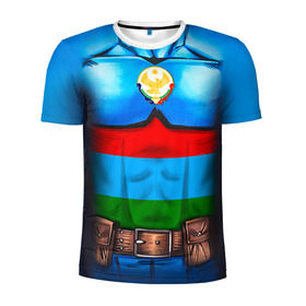 Мужская футболка 3D спортивная с принтом Капитан Дагестан в Белгороде, 100% полиэстер с улучшенными характеристиками | приталенный силуэт, круглая горловина, широкие плечи, сужается к линии бедра | 05 | даг | дагестанец | капитан | супергерой | флаг