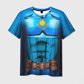 Мужская футболка 3D с принтом Капитан Казахстан в Белгороде, 100% полиэфир | прямой крой, круглый вырез горловины, длина до линии бедер | Тематика изображения на принте: казахстан