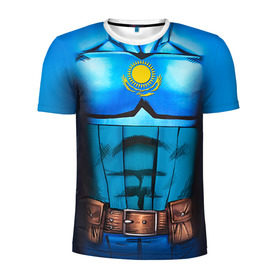 Мужская футболка 3D спортивная с принтом Капитан Казахстан в Белгороде, 100% полиэстер с улучшенными характеристиками | приталенный силуэт, круглая горловина, широкие плечи, сужается к линии бедра | Тематика изображения на принте: казахстан