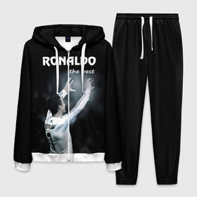 Мужской костюм 3D с принтом RONALDO the best в Белгороде, 100% полиэстер | Манжеты и пояс оформлены тканевой резинкой, двухслойный капюшон со шнурком для регулировки, карманы спереди | real madrid | ronaldo | реал | роналдо | футбол