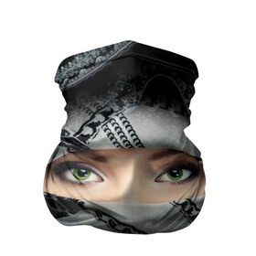 Бандана-труба 3D с принтом Восточная девушка в Белгороде, 100% полиэстер, ткань с особыми свойствами — Activecool | плотность 150‒180 г/м2; хорошо тянется, но сохраняет форму | взгляд | восточная девушка | глаза | красивая | никаб | орнамент | узоры | хиджаб