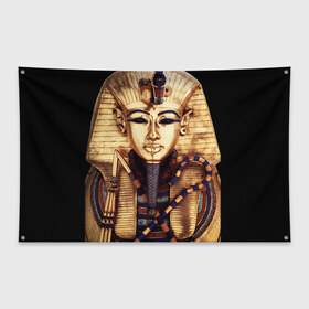 Флаг-баннер с принтом Хатшепсут в Белгороде, 100% полиэстер | размер 67 х 109 см, плотность ткани — 95 г/м2; по краям флага есть четыре люверса для крепления | египет | женщина | золото | маска | фараон египта | хатшепсут