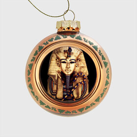 Стеклянный ёлочный шар с принтом Хатшепсут в Белгороде, Стекло | Диаметр: 80 мм | египет | женщина | золото | маска | фараон египта | хатшепсут