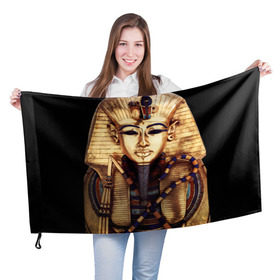 Флаг 3D с принтом Хатшепсут в Белгороде, 100% полиэстер | плотность ткани — 95 г/м2, размер — 67 х 109 см. Принт наносится с одной стороны | египет | женщина | золото | маска | фараон египта | хатшепсут