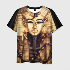 Мужская футболка 3D с принтом Хатшепсут в Белгороде, 100% полиэфир | прямой крой, круглый вырез горловины, длина до линии бедер | египет | женщина | золото | маска | фараон египта | хатшепсут